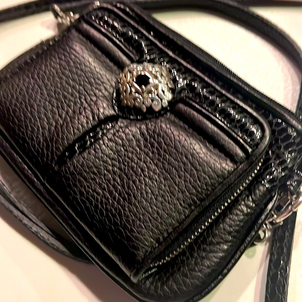 Brighton Vintage Small Crossbody Croc Embossed Wallet